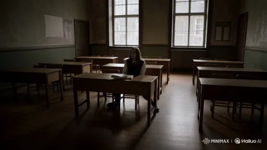 Student Haunted by Ghostly Figures in Empty Classroom – AI Generated Video | Hailuo AI