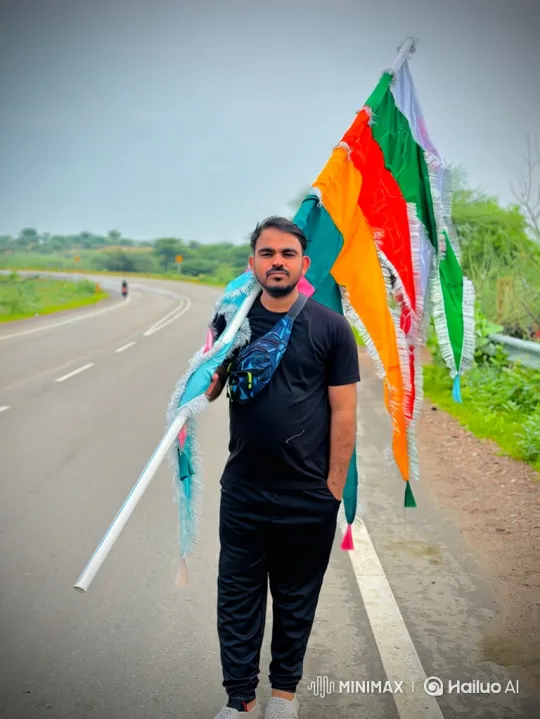 Indian Prime Minister Narendra Modi Meets Man with Flag on Rural Road – AI Generated Video | Hailuo AI