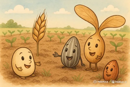 Animated Seeds and Wheat in a Vast Farmyard – AI Generated Video | Hailuo AI