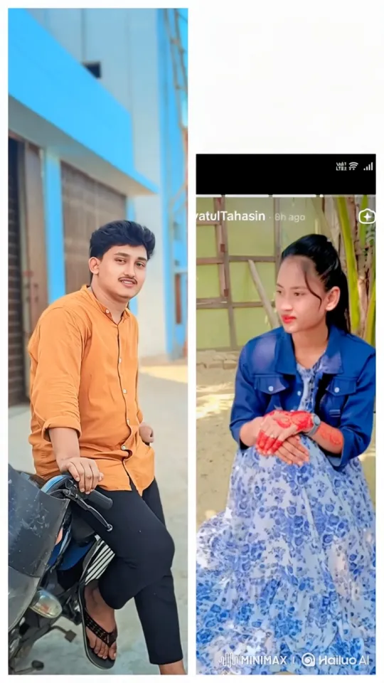 Young Couple's Tender Embrace on Motorcycle – AI Generated Video | Hailuo AI