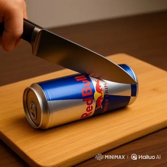Precision Cutting of a Red Bull Can – AI Generated Video | Hailuo AI