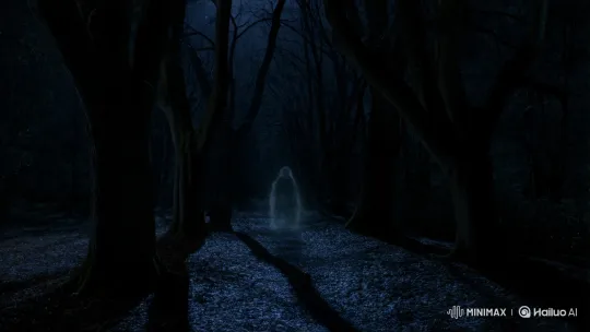 Mysterious 'Spirit of the Night' in a Haunting Forest Scene – AI Generated Video | Hailuo AI