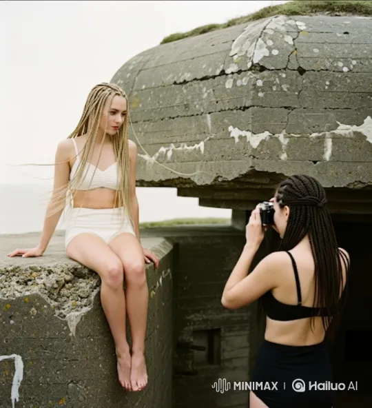 Young Women's Affectionate Moment by Bunker – AI Generated Video | Hailuo AI
