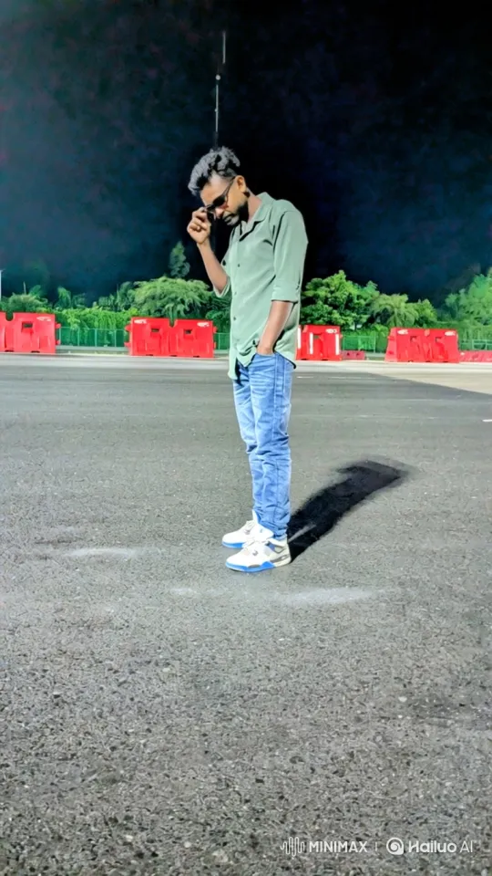 Man in Green Shirt Walks Confidently at Night – AI Generated Video | Hailuo AI
