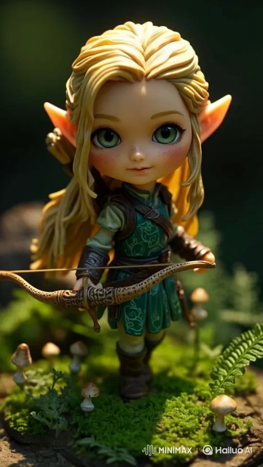 Archeress Conjures Enchanted Cloak in Live2D Forest Setting – AI Generated Video | Hailuo AI