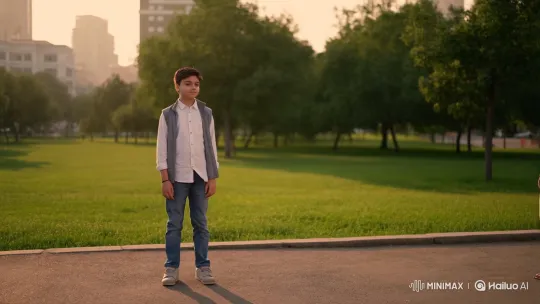 Thoughtful Boy Meets Pakistani Girl in Golden Hour Park – AI Generated Video | Hailuo AI