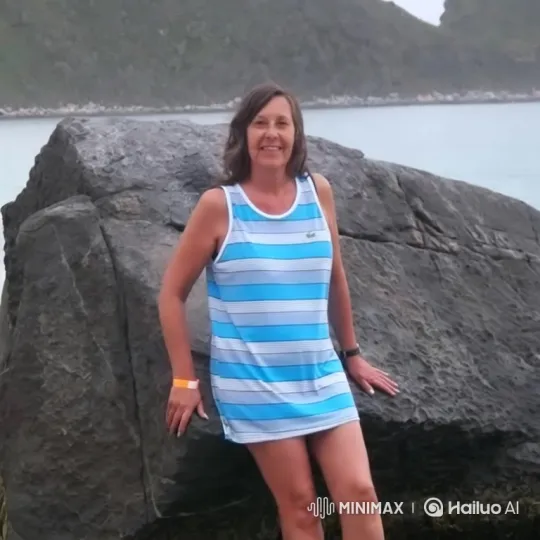 Woman Smiles Pleasantly by Rocky Coastline – AI Generated Video | Hailuo AI