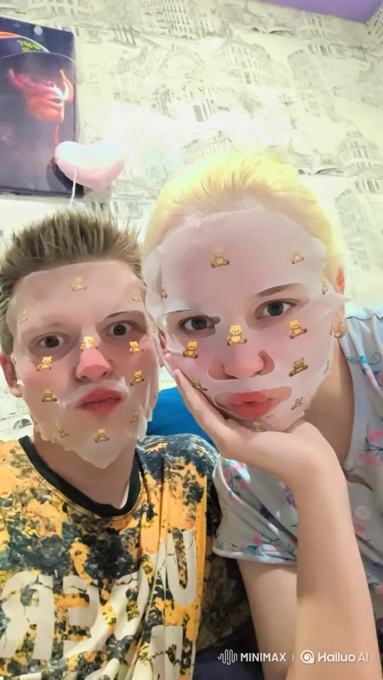 Family Shares Joyful Moment with Bear Masks – AI Generated Video | Hailuo AI