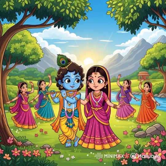 Animated Meadow Dance with Flute and Graceful Figures – AI Generated Video | Hailuo AI