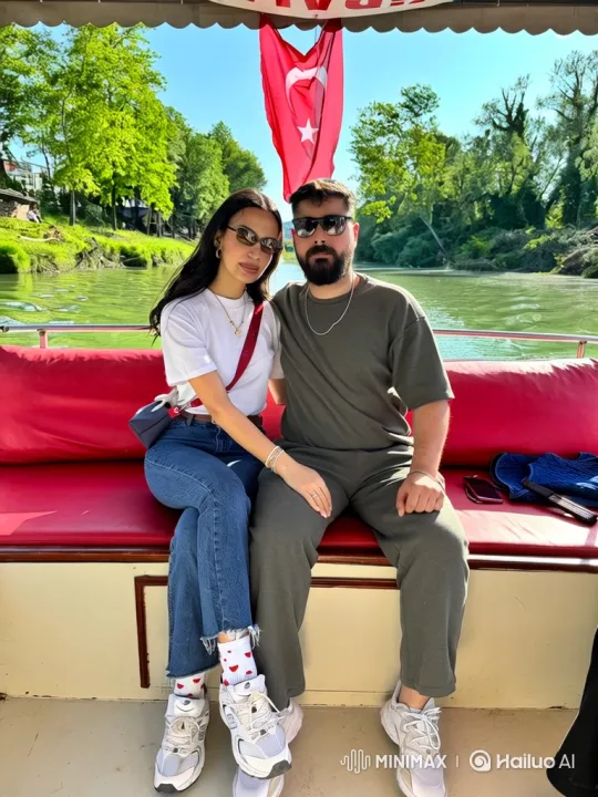 Family Embraces on Boat Amidst Scenic River Setting – AI Generated Video | Hailuo AI