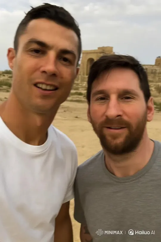 Ronaldo and Messi in Libya: A Football Encounter – AI Generated Video | Hailuo AI