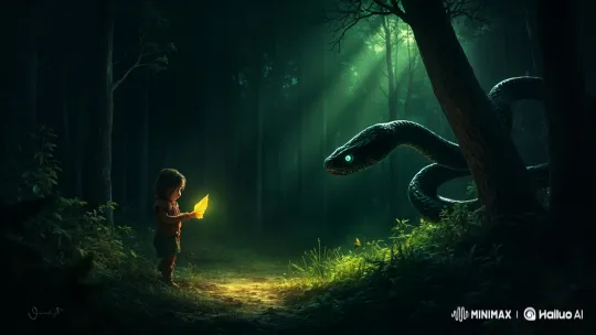 Girl Confronts Cursed Jinn in Enchanted Forest – AI Generated Video | Hailuo AI