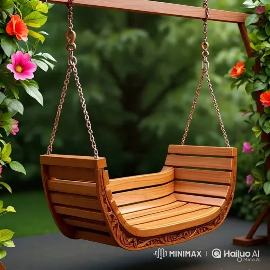 Young Girl Enjoying Peaceful Swing in Lush Garden – AI Generated Video | Hailuo AI