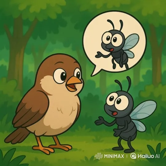 Animated Forest Talk: Sparrow and Fly's Idea Disagreement – AI Generated Video | Hailuo AI
