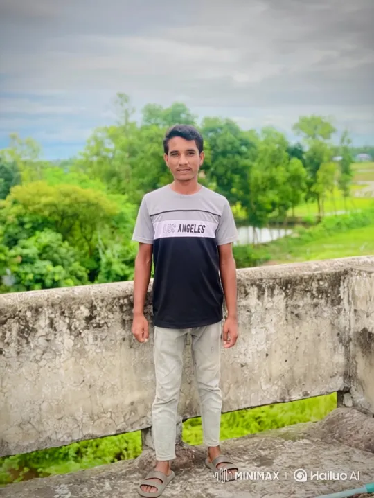 Young Man Smiles on Balcony with Verdant Background – AI Generated Video | Hailuo AI
