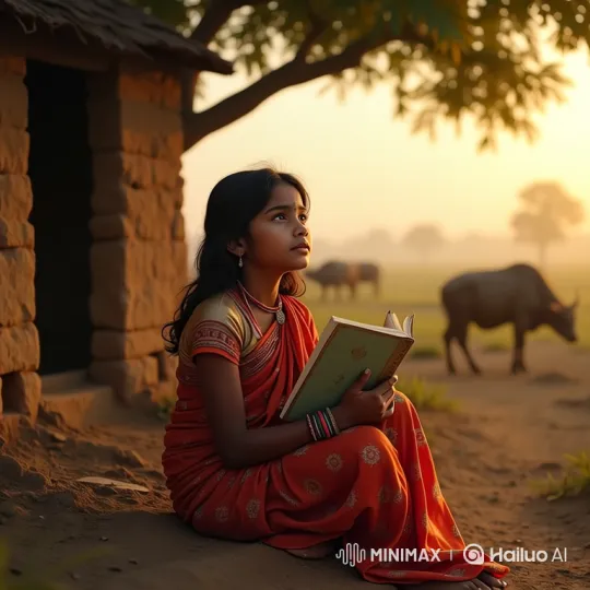 Young Village Girl Dreams in Serene Sunset Scene – AI Generated Video | Hailuo AI