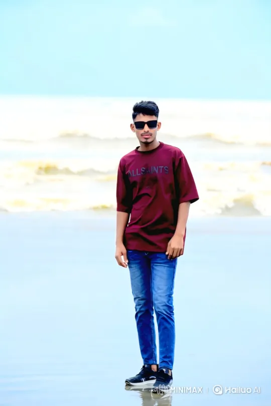 Young Man Reflecting on a Serene Beach – AI Generated Video | Hailuo AI