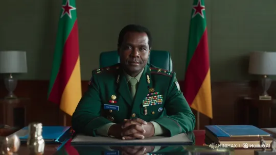 Ethiopian General's Warm Smile in 4K Office Setting – AI Generated Video | Hailuo AI
