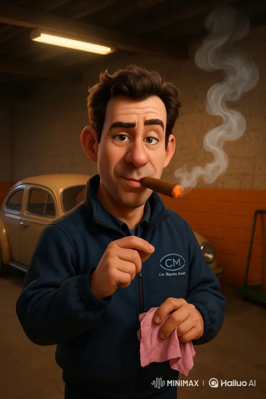 3D Animated Mechanic Prepares for Work in Dim Garage – AI Generated Video | Hailuo AI