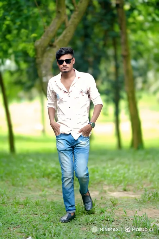 Stylish Young Man Meets Older Gentleman in Park – AI Generated Video | Hailuo AI