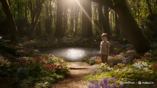 Curious Boy Enjoys Magical Forest Clearing – AI Generated Video | Hailuo AI