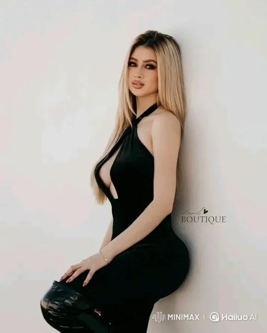 Glamorous Woman in Black Attire Poses Confidently – AI Generated Video | Hailuo AI