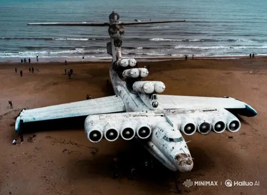 Vintage Aircraft Takes Off from Desert Beach – AI Generated Video | Hailuo AI