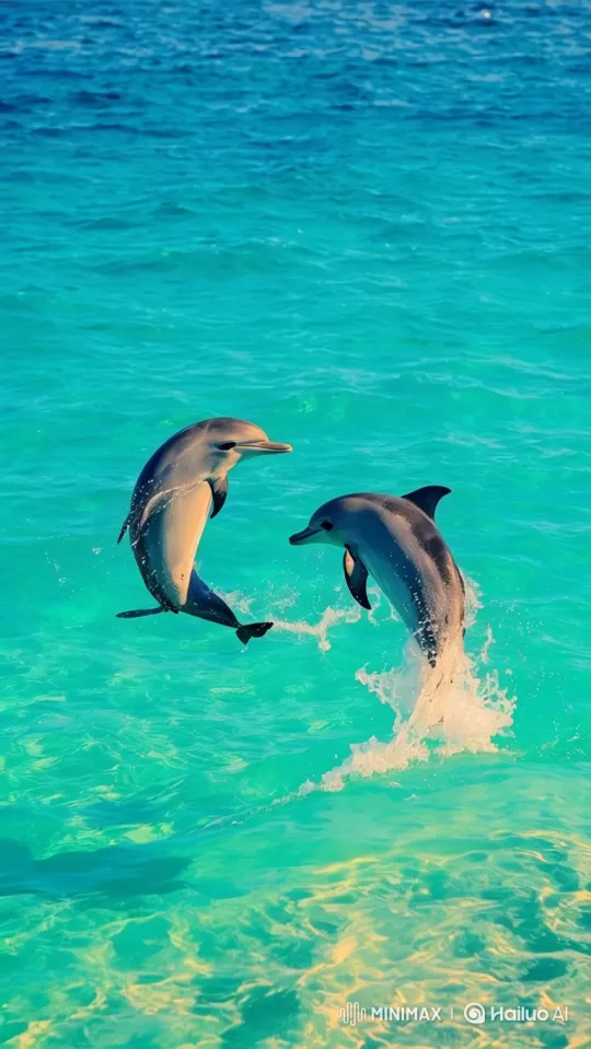 Dolphins Perform Graceful Synchronized Leap – AI Generated Video | Hailuo AI