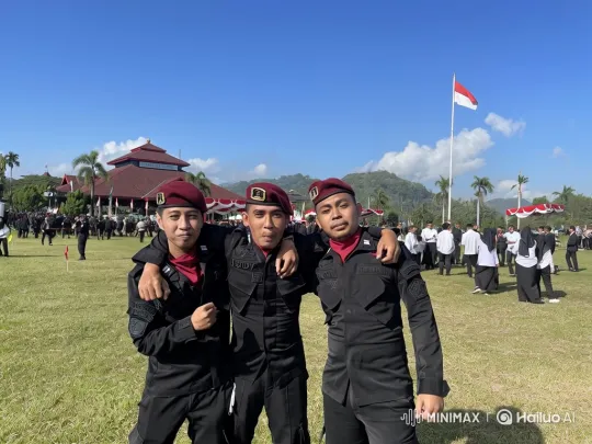 Three Men in Uniforms Perform Synchronized Dance on Grass Field – AI Generated Video | Hailuo AI