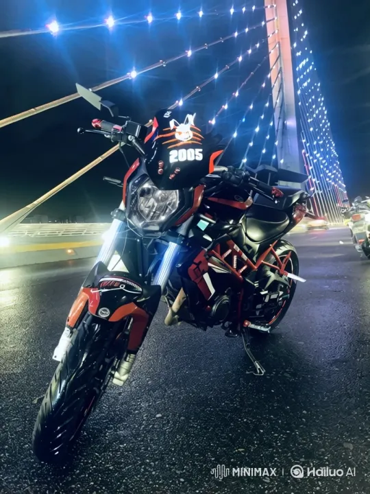 Motorcycle Transforms into Fighter Jet on Illuminated Bridge – AI Generated Video | Hailuo AI