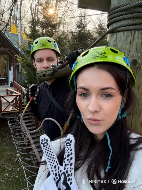 Dancing Duo at Ropes Course with Static Faces – AI Generated Video | Hailuo AI