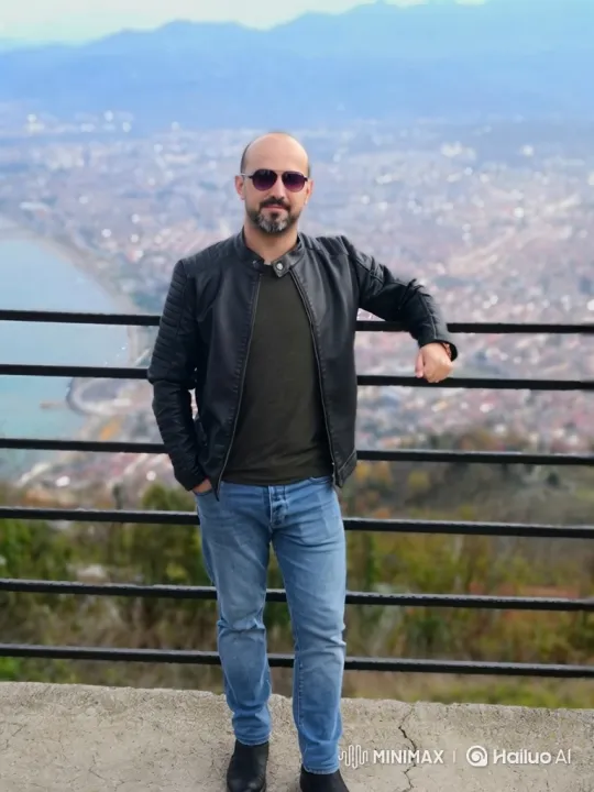 Man in Leather Jacket Performs Hip Dance on Overlook – AI Generated Video | Hailuo AI