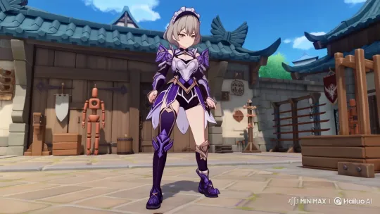 Noelle's Determined Squat Challenge in Medieval Training Ground – AI Generated Video | Hailuo AI