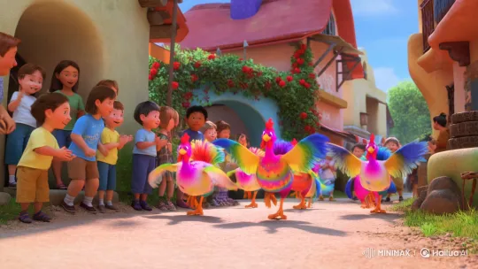 Colorful Chicken Parade Dance in a Sunny Village – AI Generated Video | Hailuo AI