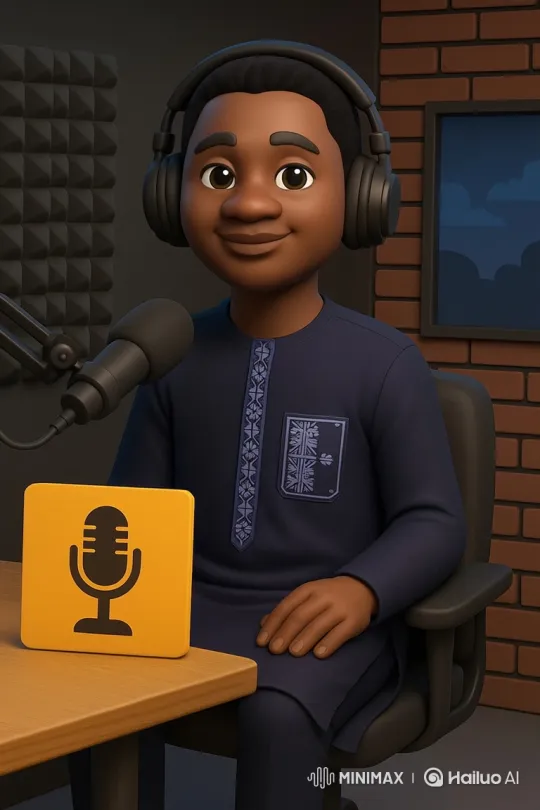 3D Animated Man Engages in Passionate Podcast Recording – AI Generated Video | Hailuo AI
