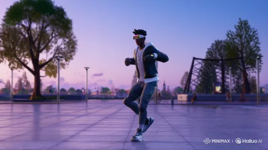 Manch Lean Performing the Griddy in a Modern Plaza – AI Generated Video | Hailuo AI