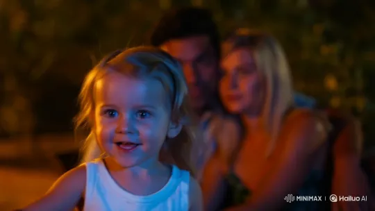 Joyful Family Reunion in Summer Night's Glow – AI Generated Video | Hailuo AI