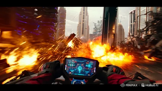Futuristic Kaiju Suit Battles Through War-Torn Cityscape – AI Generated Video | Hailuo AI