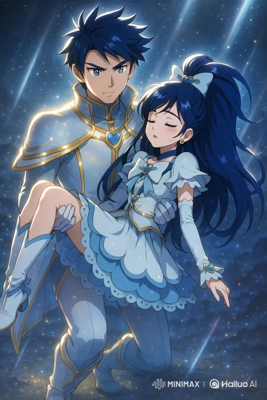 Hero and Beloved Embrace in Starry Night Scene – AI Generated Video | Hailuo AI