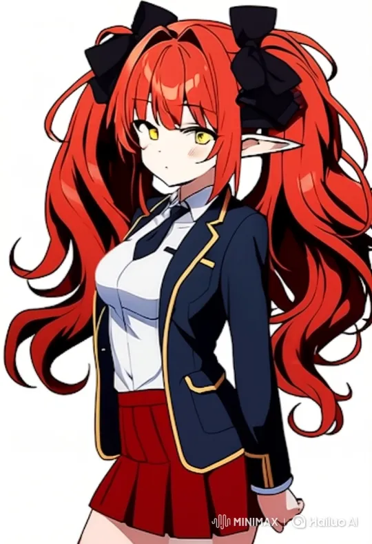 Animated Static Portrait of a Red-Haired Anime Girl – AI Generated Video | Hailuo AI