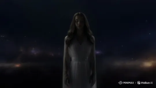 Young Woman Transforms into a Divine Being in Cosmic Space – AI Generated Video | Hailuo AI
