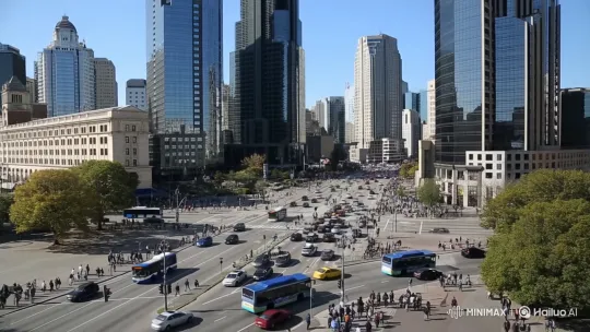 Orderly Bustle of a Modern Cityscape – AI Generated Video | Hailuo AI