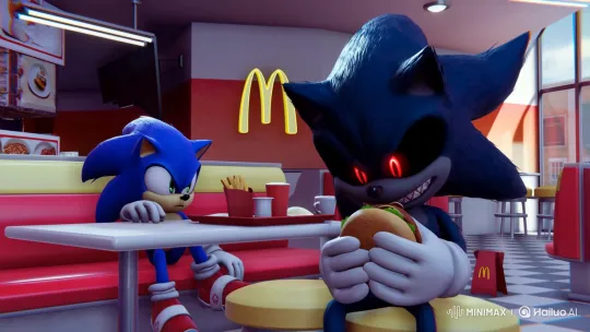 Sonic.exe and Classic Sonic in a McDonald's Encounter – AI Generated Video | Hailuo AI