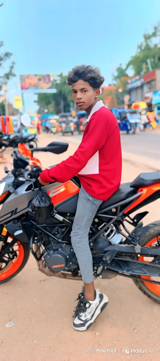 Young Man on Motorcycle in Dusty Roadside Scene – AI Generated Video | Hailuo AI