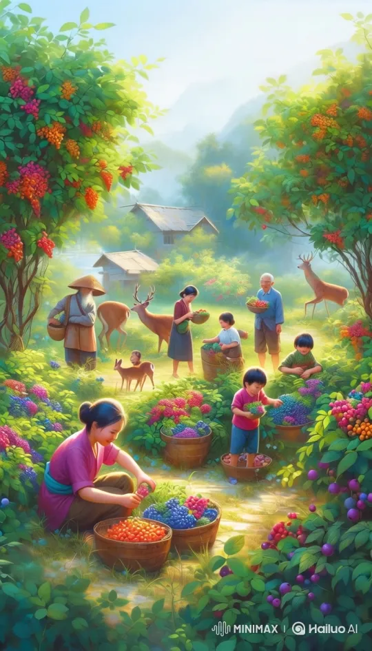 Family Harvest Joy in Peaceful Garden Setting – AI Generated Video | Hailuo AI