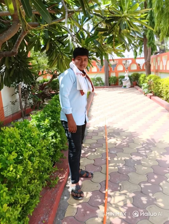Young Man Smiles Gently in a Breezy Garden – AI Generated Video | Hailuo AI