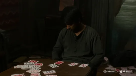 Despondent Gambler Seeks Redemption in Dim Room – AI Generated Video | Hailuo AI