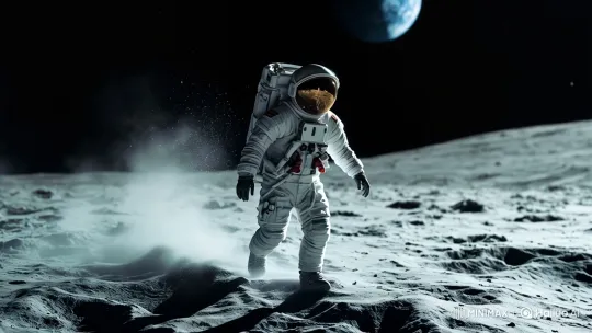 Astronaut Walks on the Moon with Earth in View – AI Generated Video | Hailuo AI