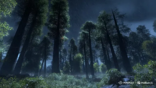 Storm Ravages Forest, Lightning Ignites Wildfires – AI Generated Video | Hailuo AI