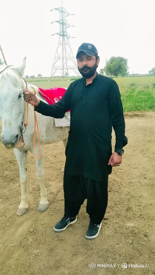 Man with Horse and Car in Rural Setting – AI Generated Video | Hailuo AI